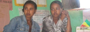 Two female staffers at the Kersa Harbu Kene Kebele Health Post in the Oromiya Region.